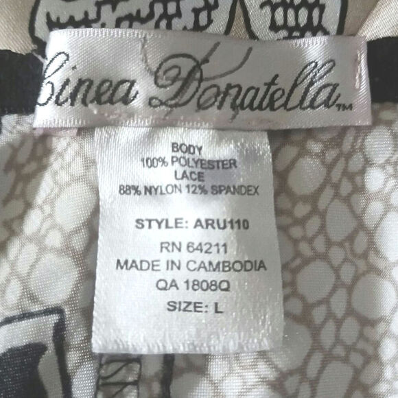 Linea Donatella Floral Chemise Beige Black Womens Large - Picture 5 of 5